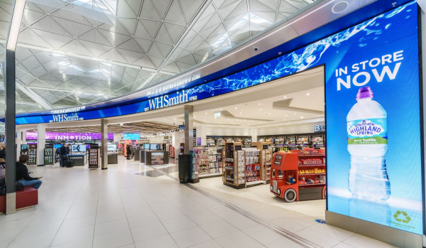 WHSmith interactive video screens at Stansted Airport