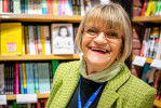 Barbara smiling in WHSmith London Gatwick